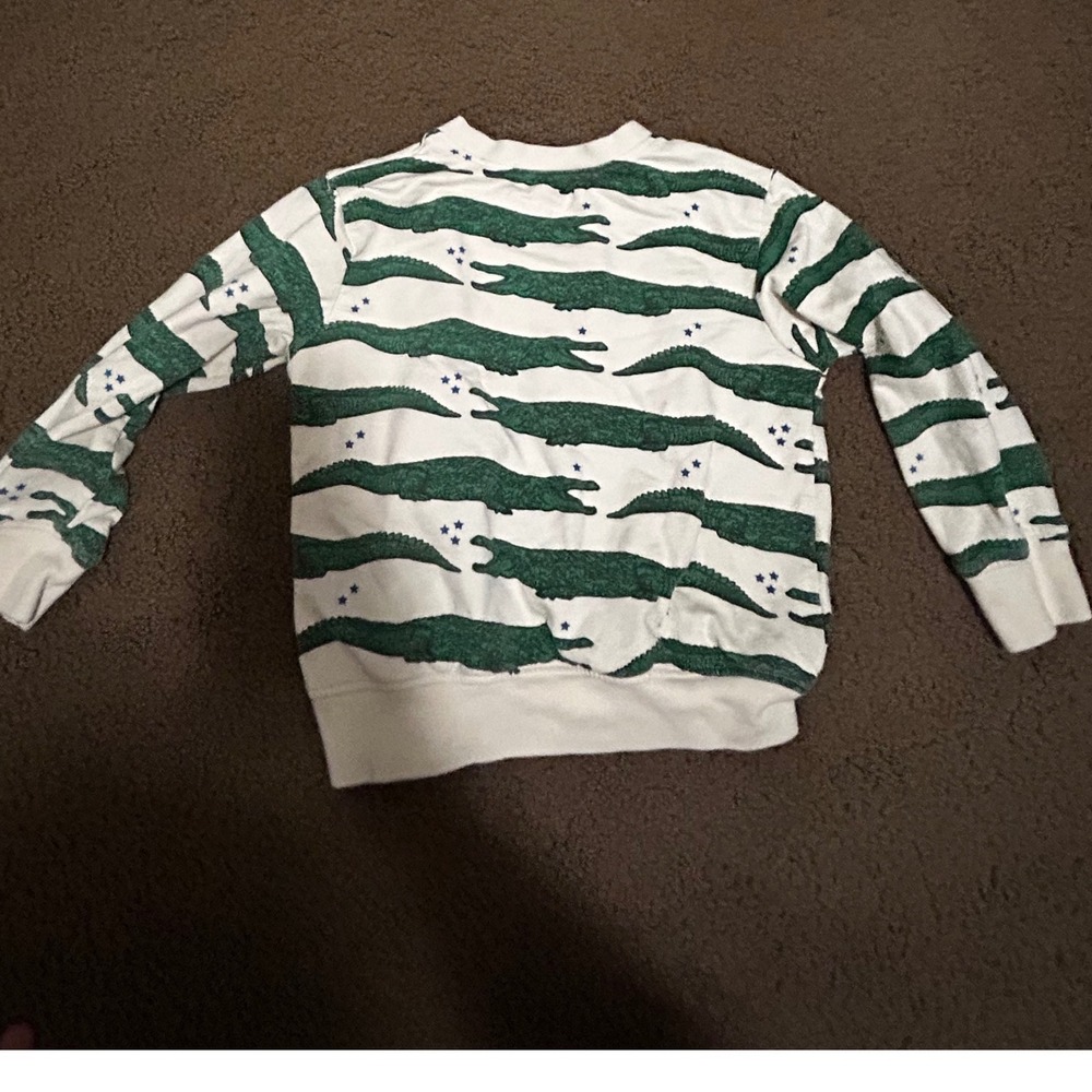 Pink Chicken Kids Alligator Star Print Pullover Sweatshirt Cream Green Size 5Y - Picture 4 of 7